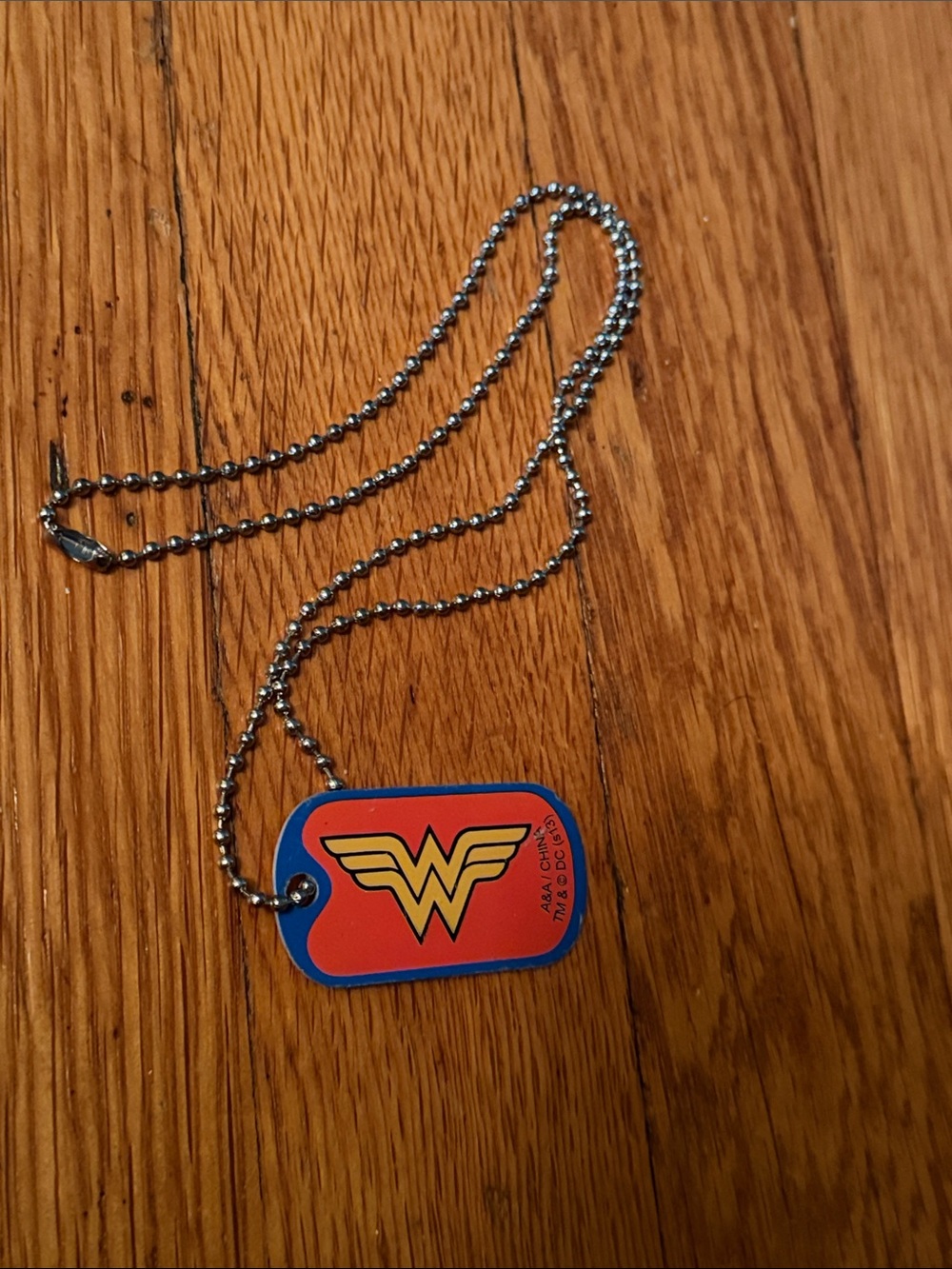 Wonder Woman Red & Blue Dog Tag Necklace